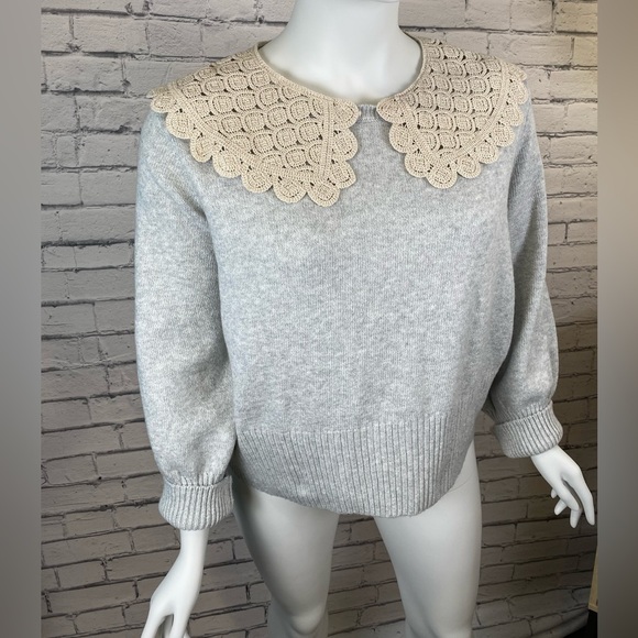 A.N.A. Grey Sweater With Crochet Collar size 4X - Picture 2 of 7